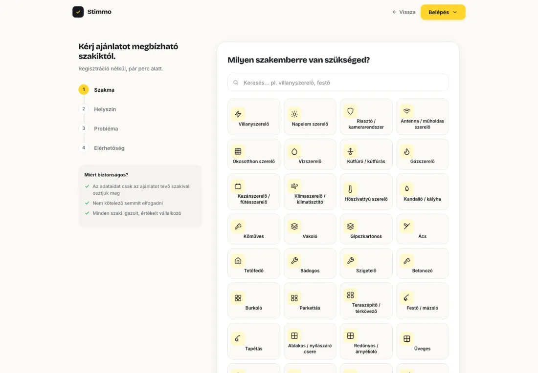 A Stimmo ajánlatkérő űrlapja