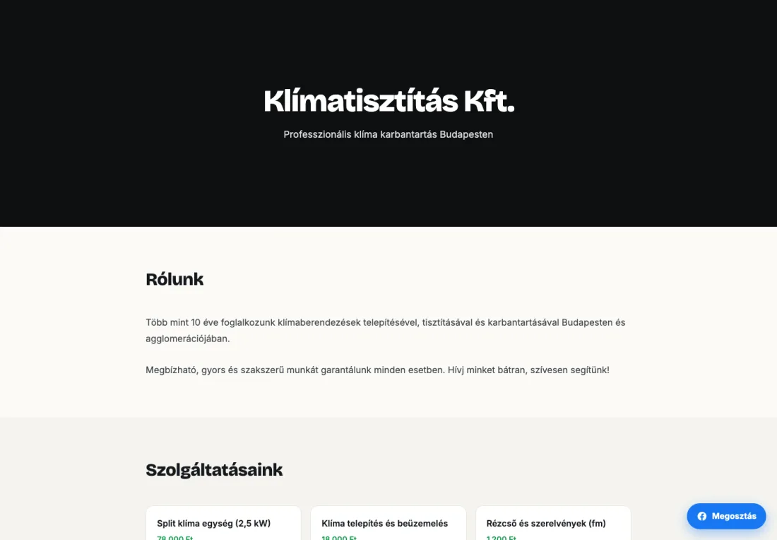 Egy szakember bemutatkozó oldala